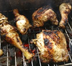 Des morceaux de poulet avec une marinade brésilienne et grillés au barbecue