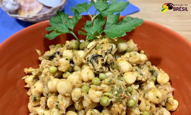 Salade de pois chiches, thon et moules portugaises marinées